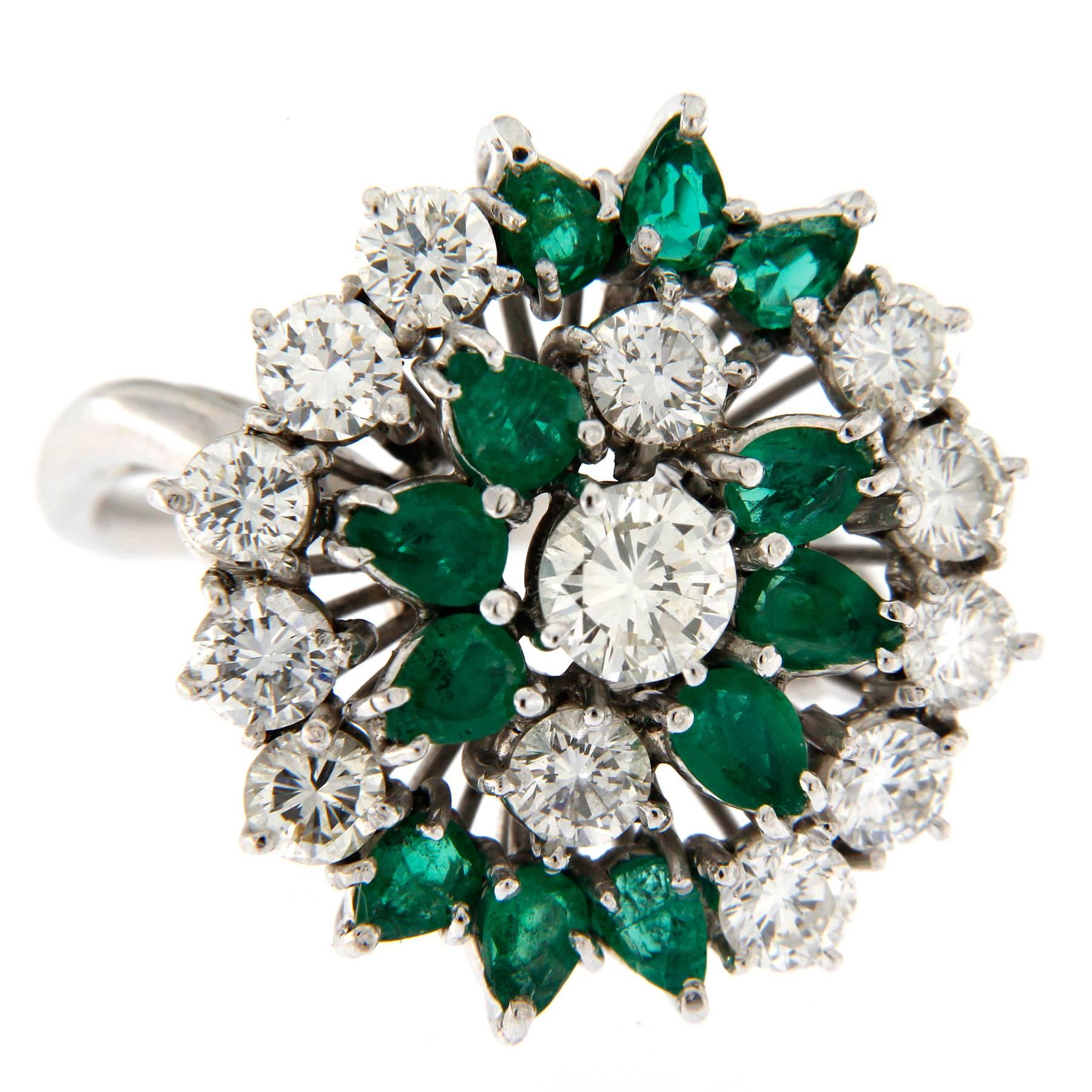 1960s Emerald Diamond Gold Ring