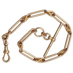 9k Yellow Gold Fancy Albert Watch Chain - Antique Circa 1900