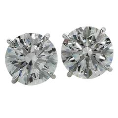 6.14 Carats GIA Cert Diamonds Platinum Stud Earrings