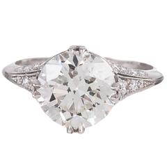3.19 Carat Diamond Platinum Handmade French Ring 12
