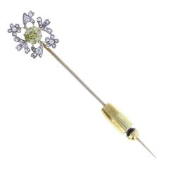 Exceptionally Rare Antique Chameleon Diamond Gold Stick Pin Brooch 9