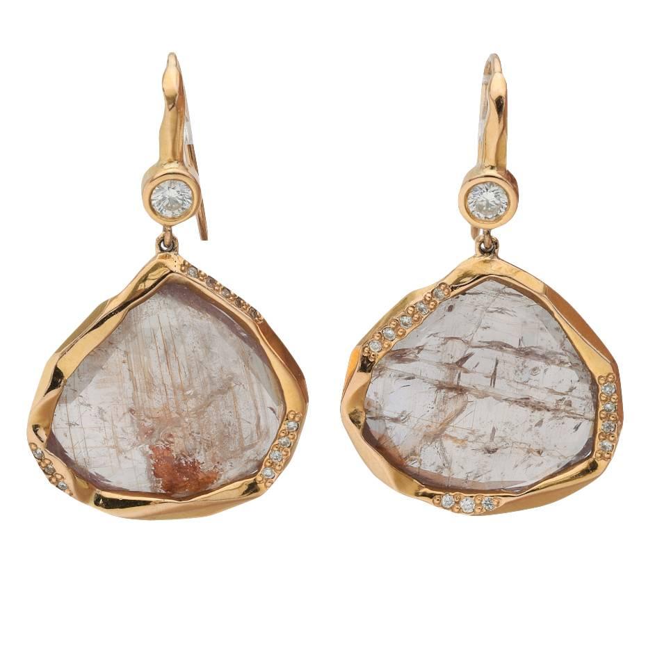 Mimi So Sapphire Slice Diamond Gold Pendant Earrings
