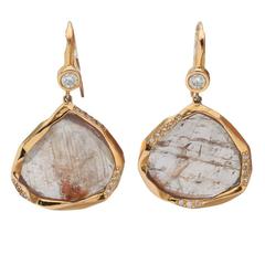 Mimi So Sapphire Slice Diamond Gold Pendant Earrings 7