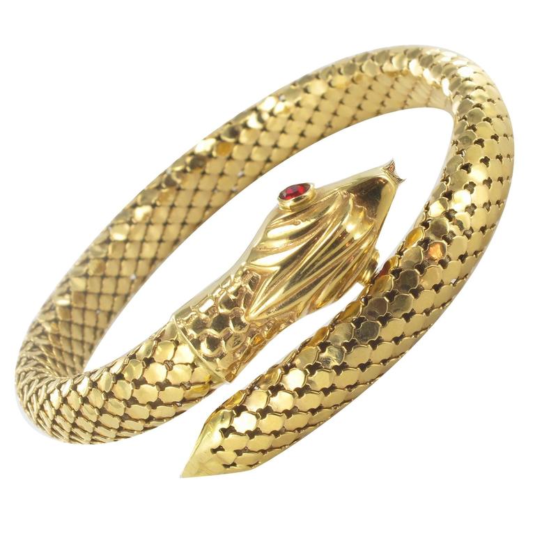 Gold Snake Bangle Bracelet at 1stDibs