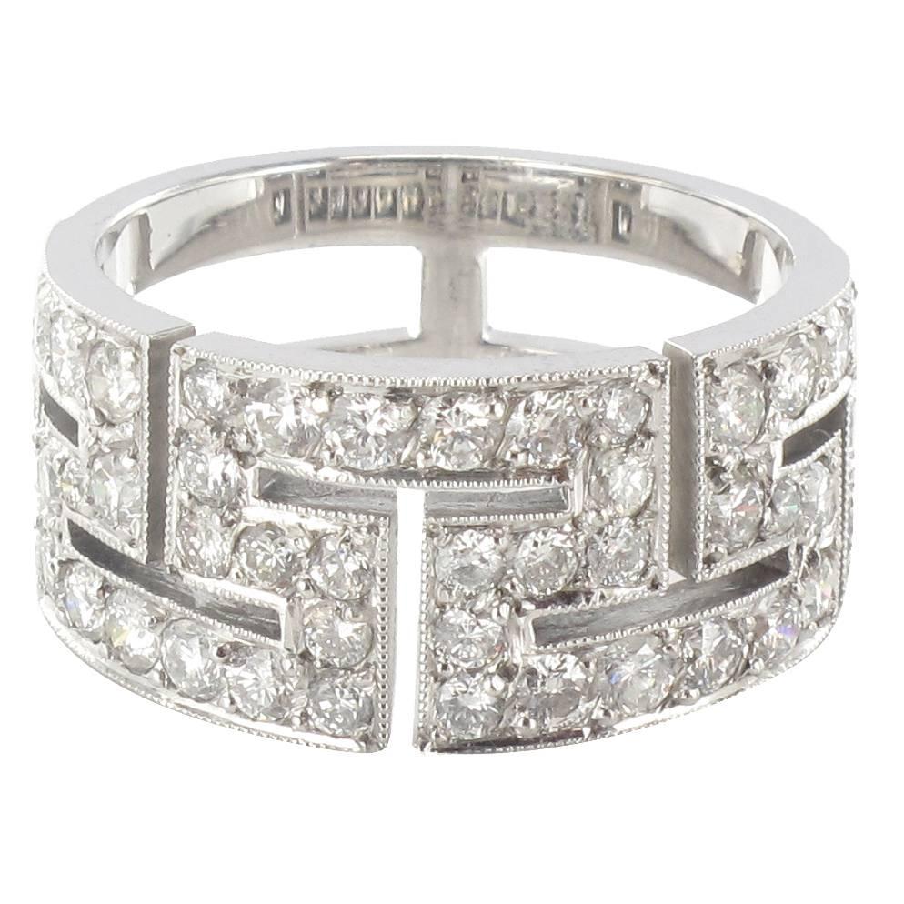 French Diamond Gold Band Ring