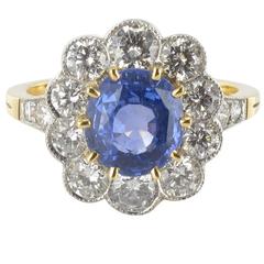 Blue Sapphire Diamond Gold Platinum Ring 6