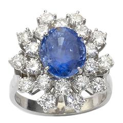 Sapphire Diamond Gold Cluster Ring 8
