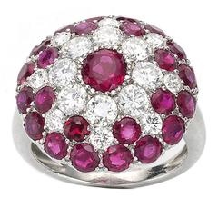 Ruby Diamond Platinum Cluster Ring 3