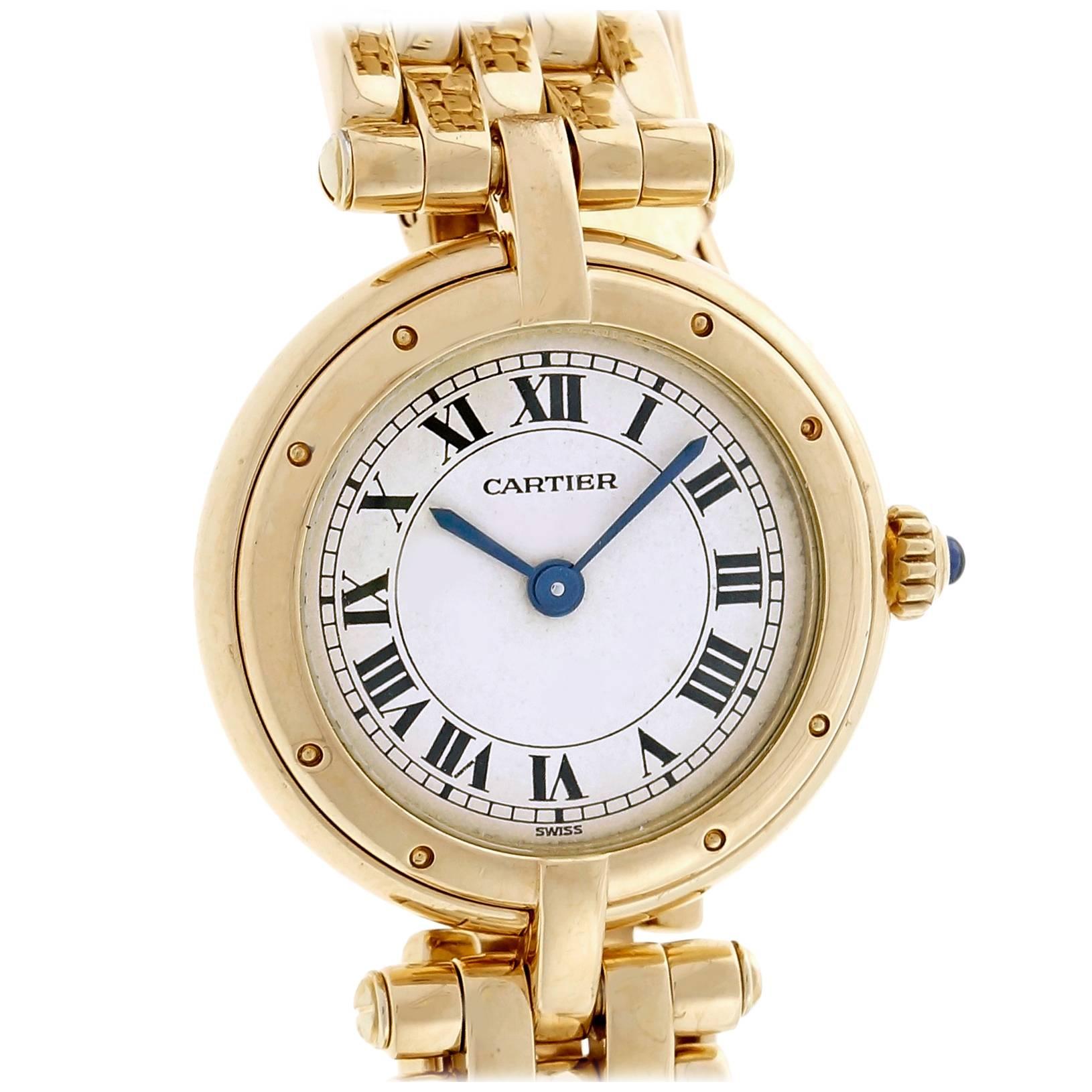 Cartier Ladies Yellow Gold Round Panther Quartz Wristwatch