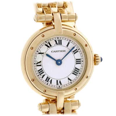 Cartier Ladies Yellow Gold Round Panther Quartz Wristwatch at 1stdibs