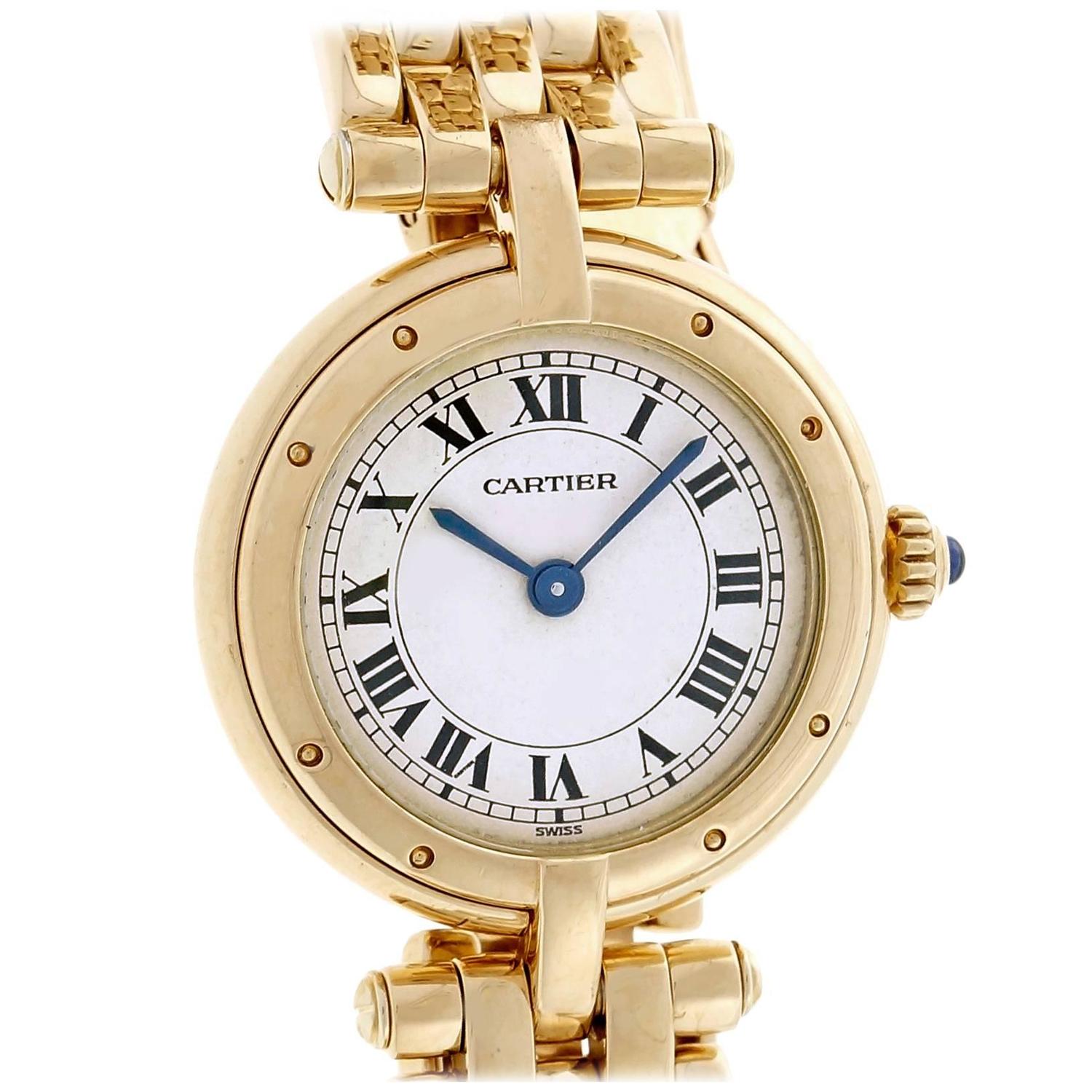 Cartier Ladies Yellow Gold Round Panther Quartz Wristwatch For Sale at ...