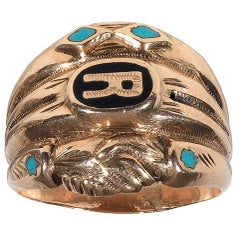Antique Enamel Gold Gimmel/Fede Ring