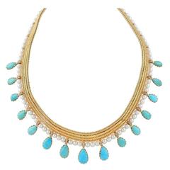 1950s Certified by FrançOise Cailles René Boivin Paris Turquoise Gold Necklace 11
