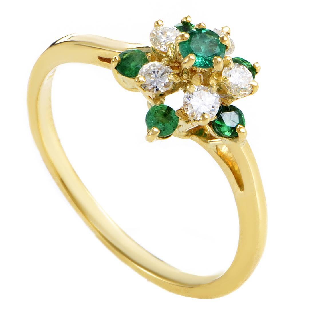 Kutchinsky Emerald Diamond Gold Cluster Ring