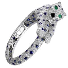 Cartier Diamond & Sapphire Panther Bangle 5