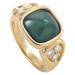 Retro Van Cleef & Arpels Chrysoprase Diamond Gold Ring