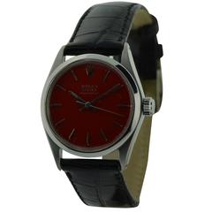 Rolex Stainless Steel Speedking Red Dial Oyster Watch, circa 1950s