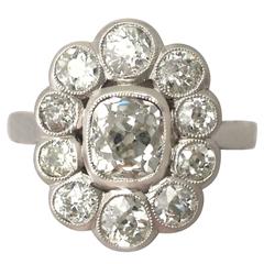 3.07 Carat Diamond and Platinum Cluster Ring 11