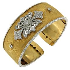 Diamond Gold Wide Cuff Bracelet