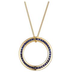 Hannah Martin London Sapphire Gold Empty Medallion Necklace 
