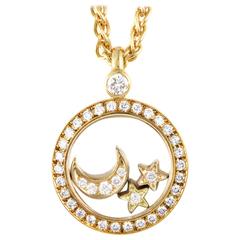 Chopard Happy Diamonds - Collier pendentif lune et étoiles en or