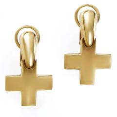 Pomellato Gold Cross Dangle Earrings