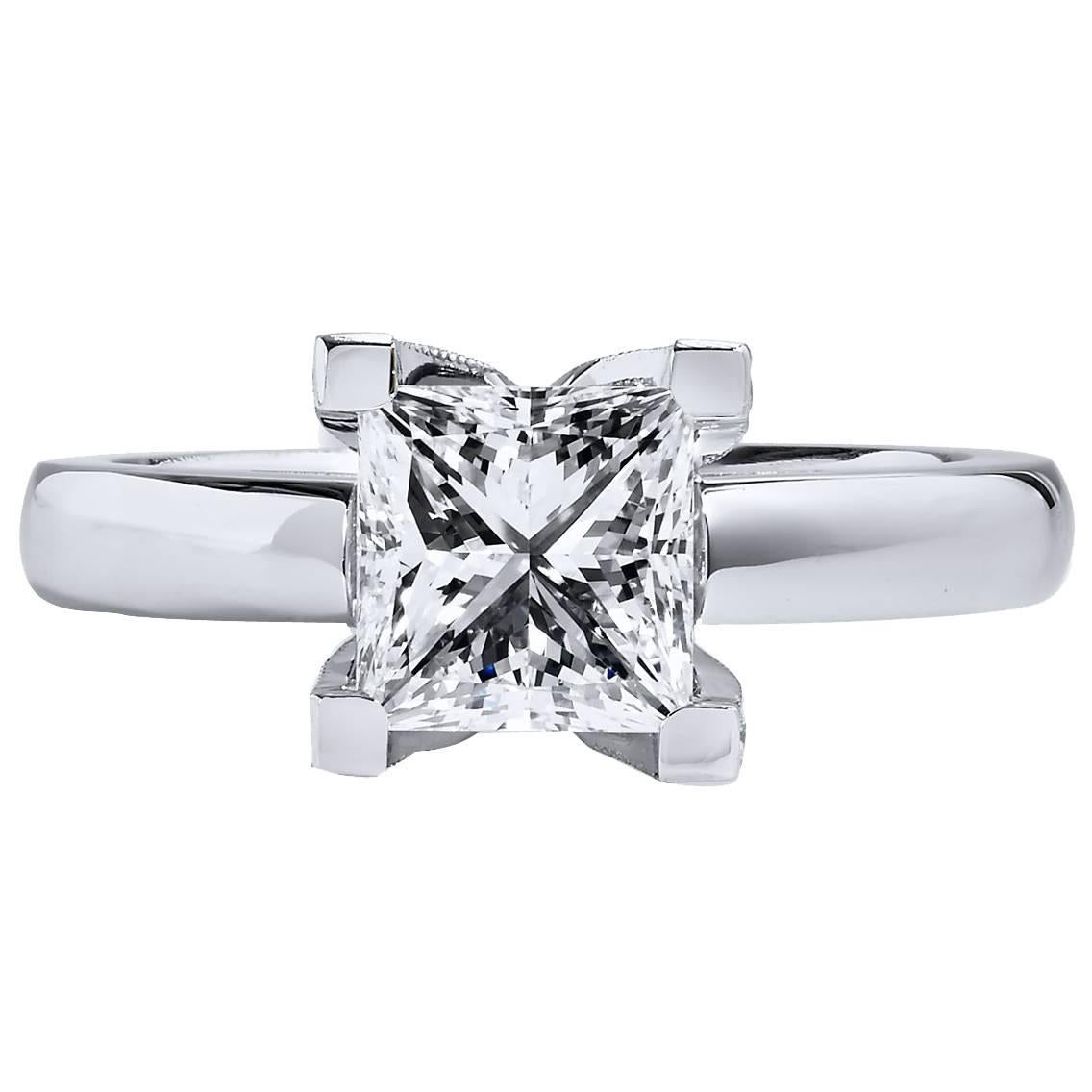 Princess Cut 1.70 Carat Diamond Platinum Engagement Ring