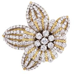 1950s Boucheron Diamond Gold Platinum Flower Brooch 11