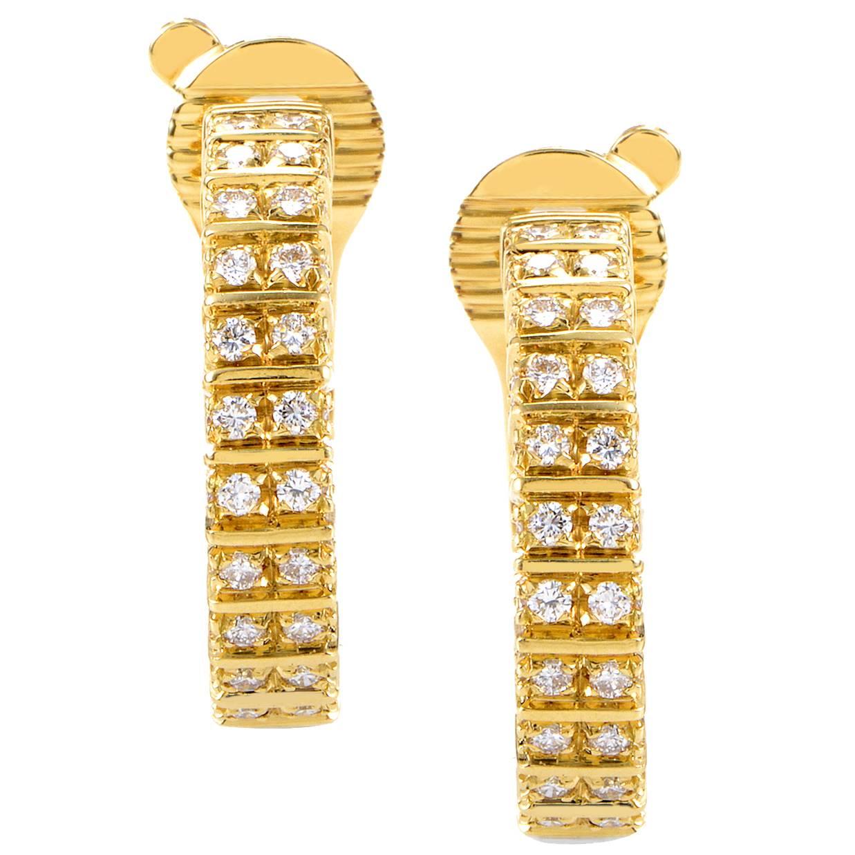 Boucheron Diamond Gold Hoop Earrings