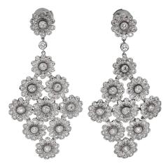 Tiffany & Co. Rose Collection Diamond Platinum Drop Earrings 1