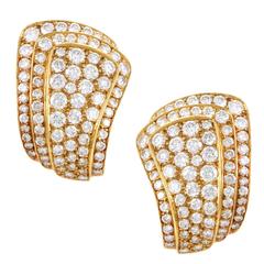 Van Cleef & Arpels Diamond Pave Gold Clip-on Earrings