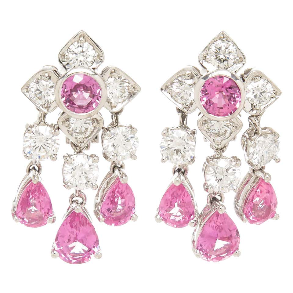 Pink sapphire necklace and earrings Clearance
