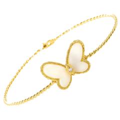 Vintage Van Cleef & Arpels Coral Diamond Gold Butterfly Bracelet