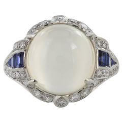 Moonstone Sapphire Diamond Ring 9