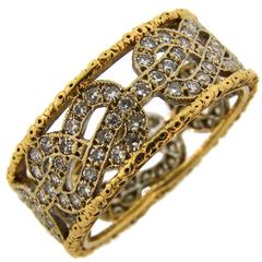1950s Mario Buccellati Diamond Gold Open-Work Band Ring