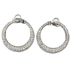 Six-Carat Modern Pave Diamond Gold Hoop Earrings