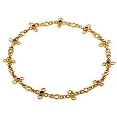 Chanel Cabochon Gemstone Gold Necklace