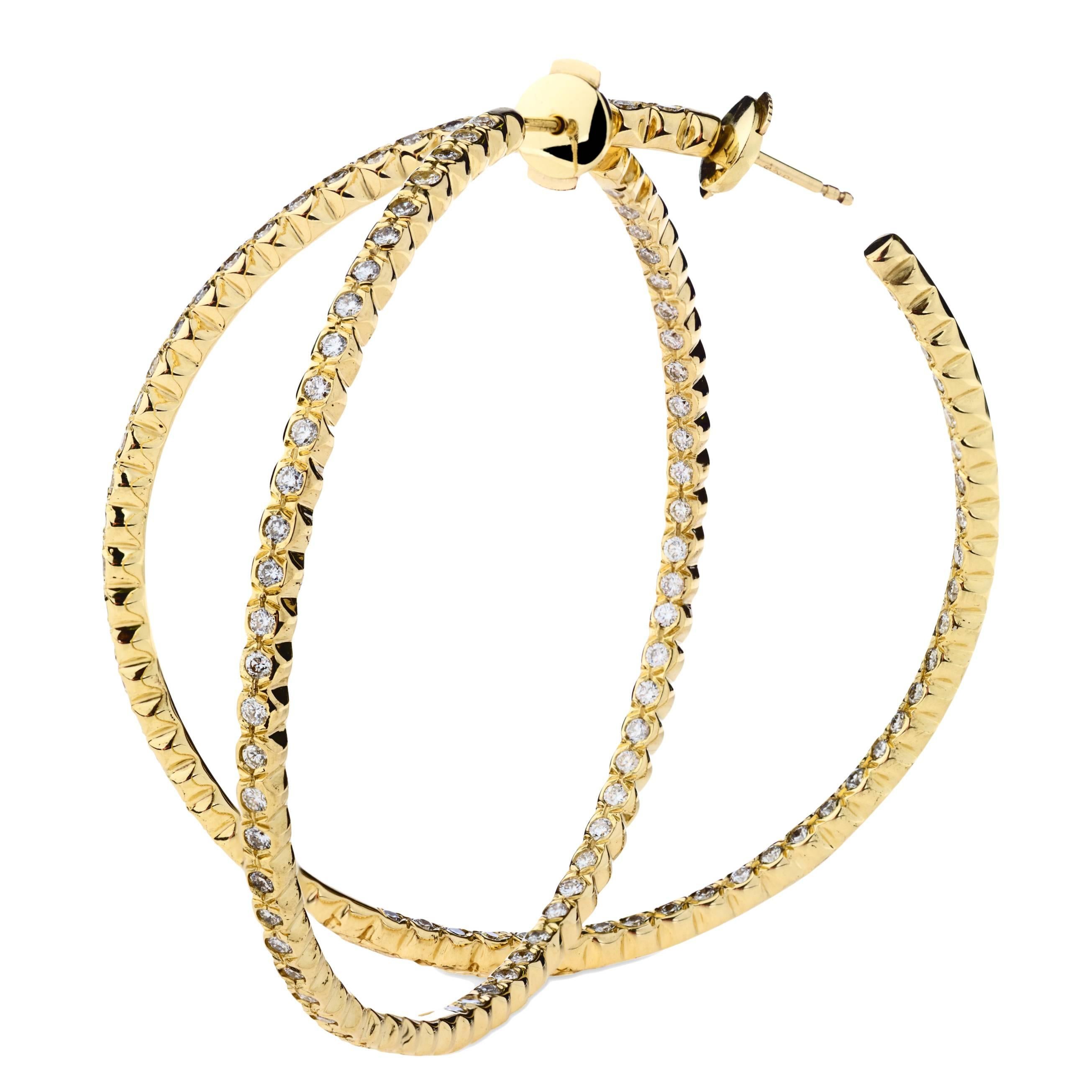Jara Diamond Gold Hoop Earrings For Sale