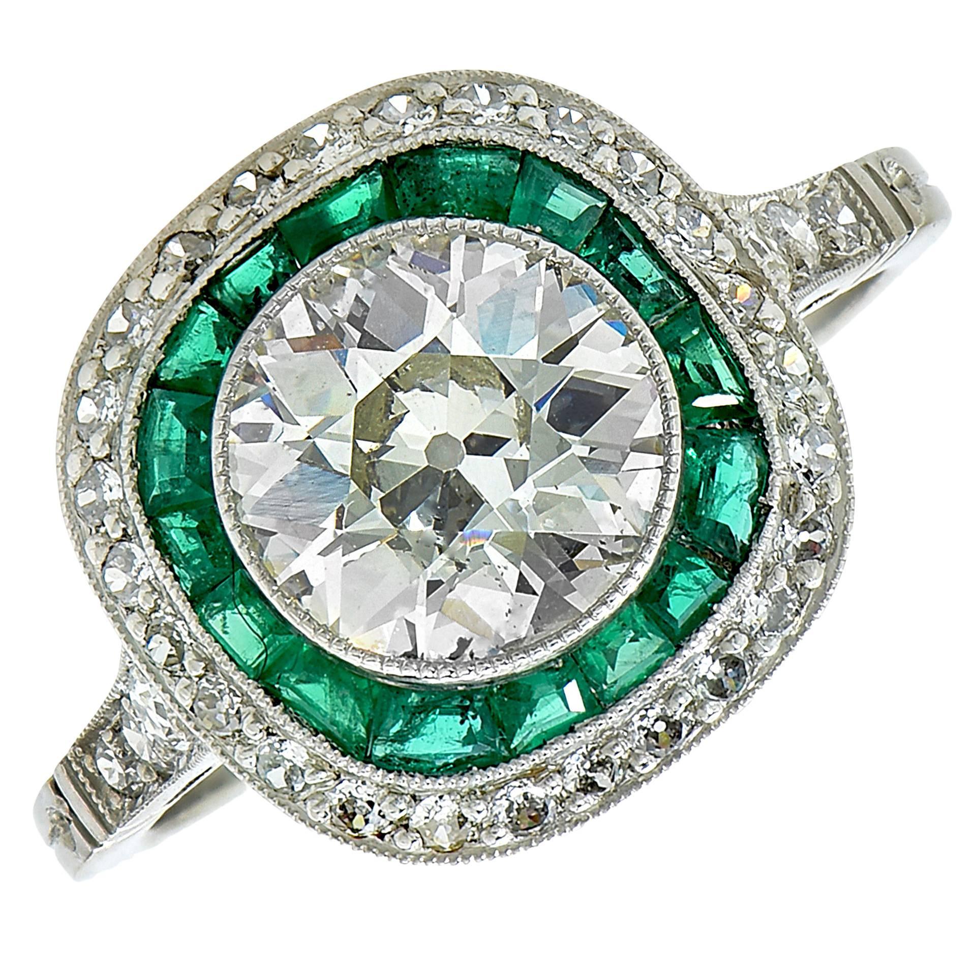 1.80 Carat Art Deco Diamond Platinum Engagement Ring