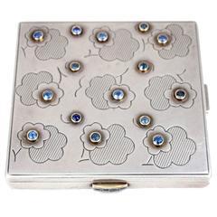 Mellerio Dits Meller Sapphire Silver Vanity Compact Box 11