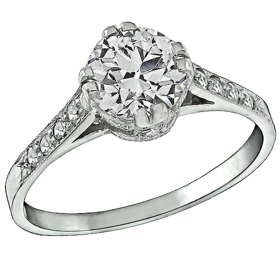 1.03 Carat GIA Cert Diamond Platinum Engagement Ring For Sale