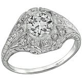 Antique 0.93 Carat GIA Cert Diamond Platinum Engagement Ring