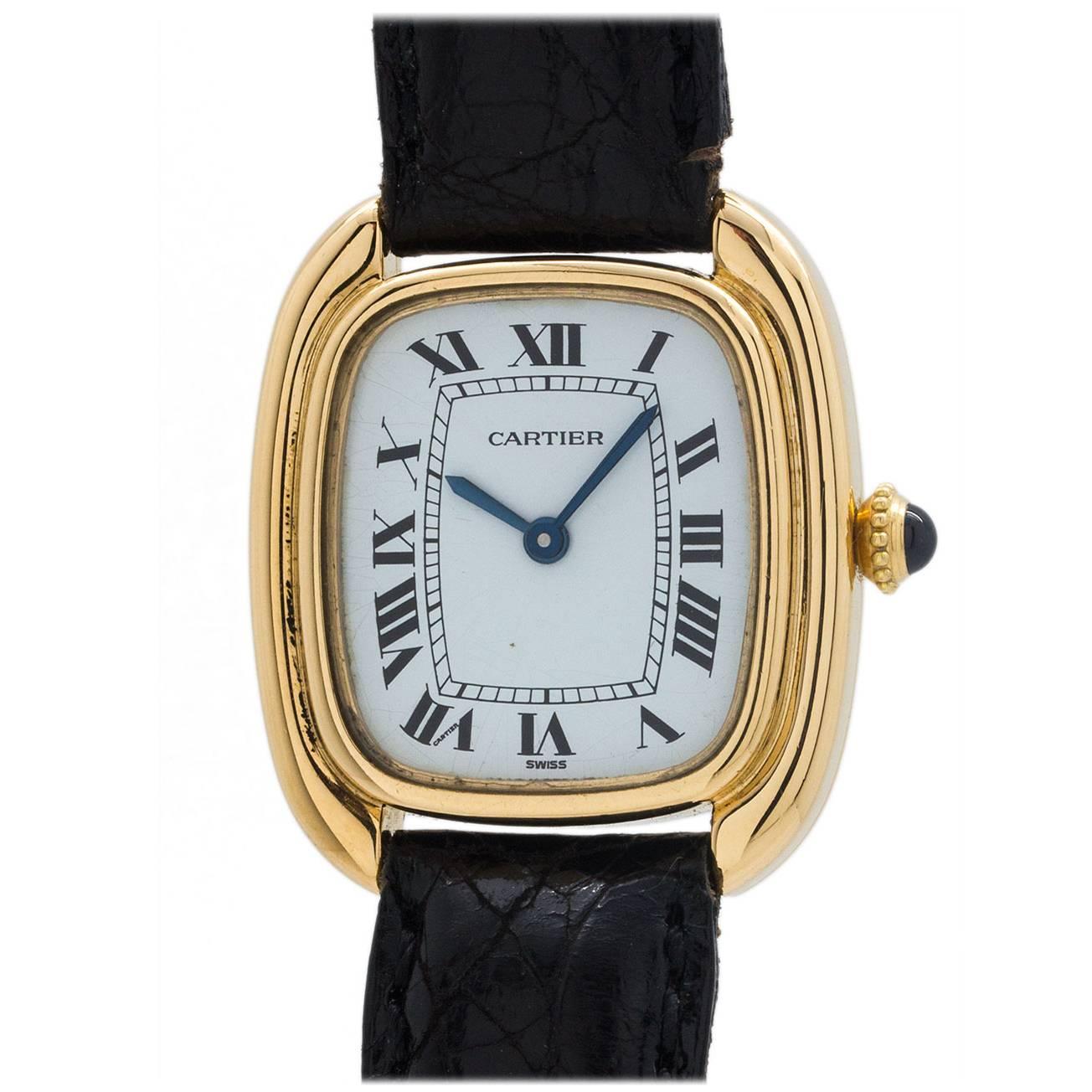  Cartier Ladies Yellow Gold "Gondole" Manual Wind Wristwatch