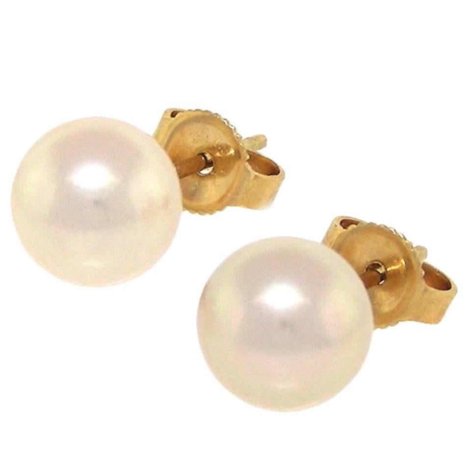 Mikimoto Pearl and Gold Studs
