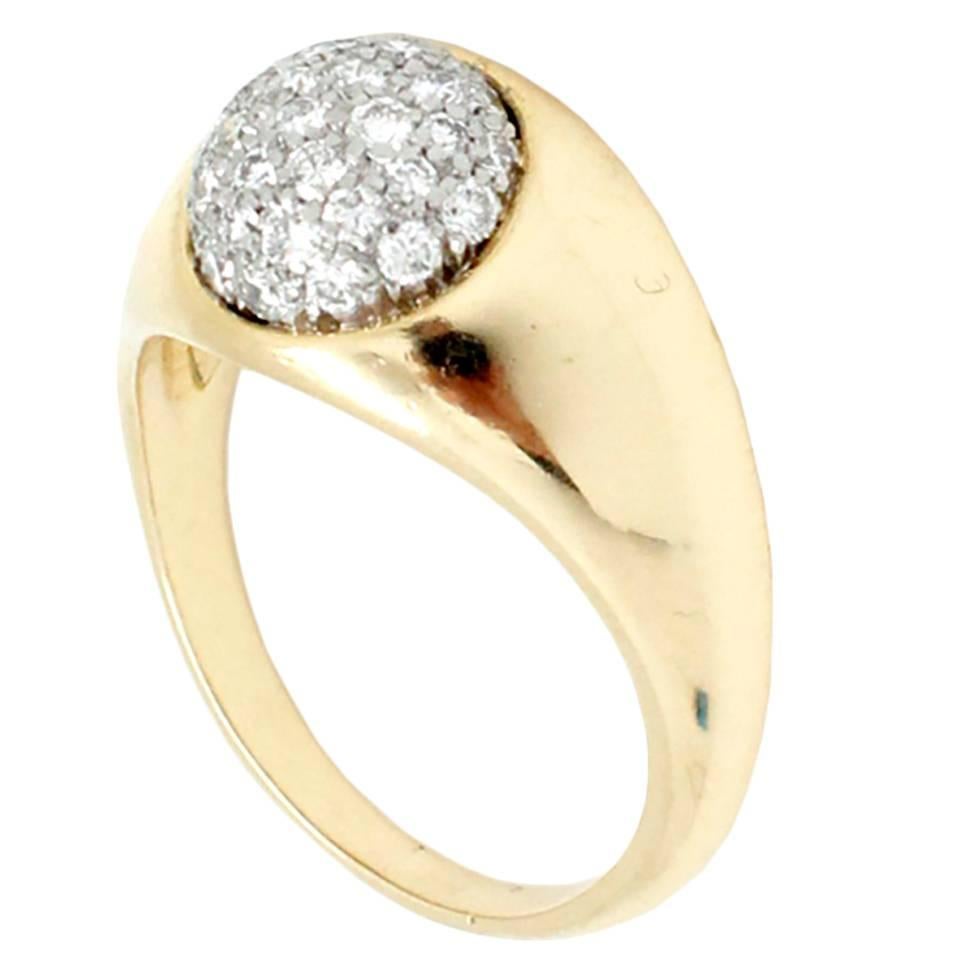 1980 Tiffany & Co. Paloma Picasso Diamond Pave Gold Ball Ring For Sale