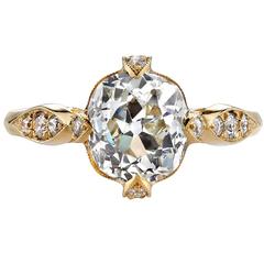 2.32 Carat Cushion Cut Diamond Gold Engagement Ring 5