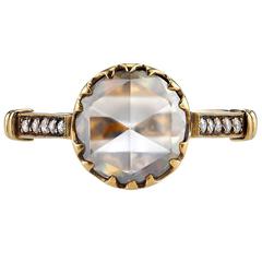 1.75 Carat Rose Cut Diamond Gold Engagement Ring 