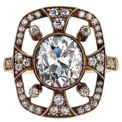 Beautiful Art Nouveau 2.38 Carat Diamond Gold Ring 2