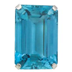 Stunning 45 Carat Rare “Santa Maria” Blue Color Aquamarine Ring 4