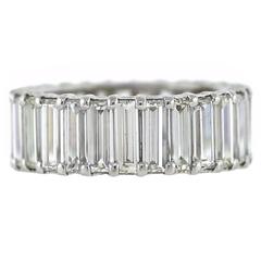 7.bague à large anneau éternel en platine et diamants baguettes 75 carats